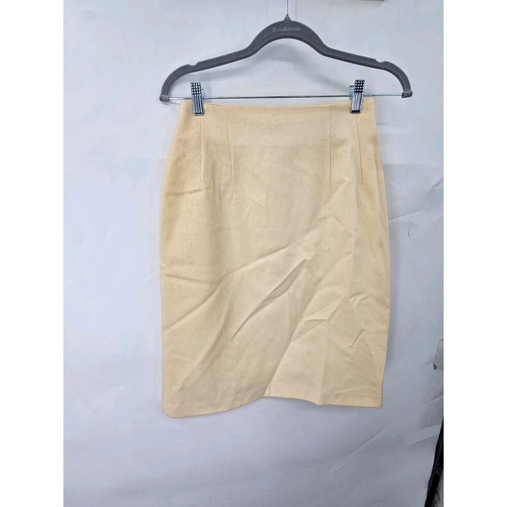 Savannah Classic Vintage 100% Wool Ivory Pencil Skirt Lined XS Academia Office